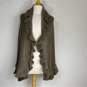 3/$25 Romano Shawls Taupe Soft Acrylic Ruffle 62" Shawl Classic Cottagecore